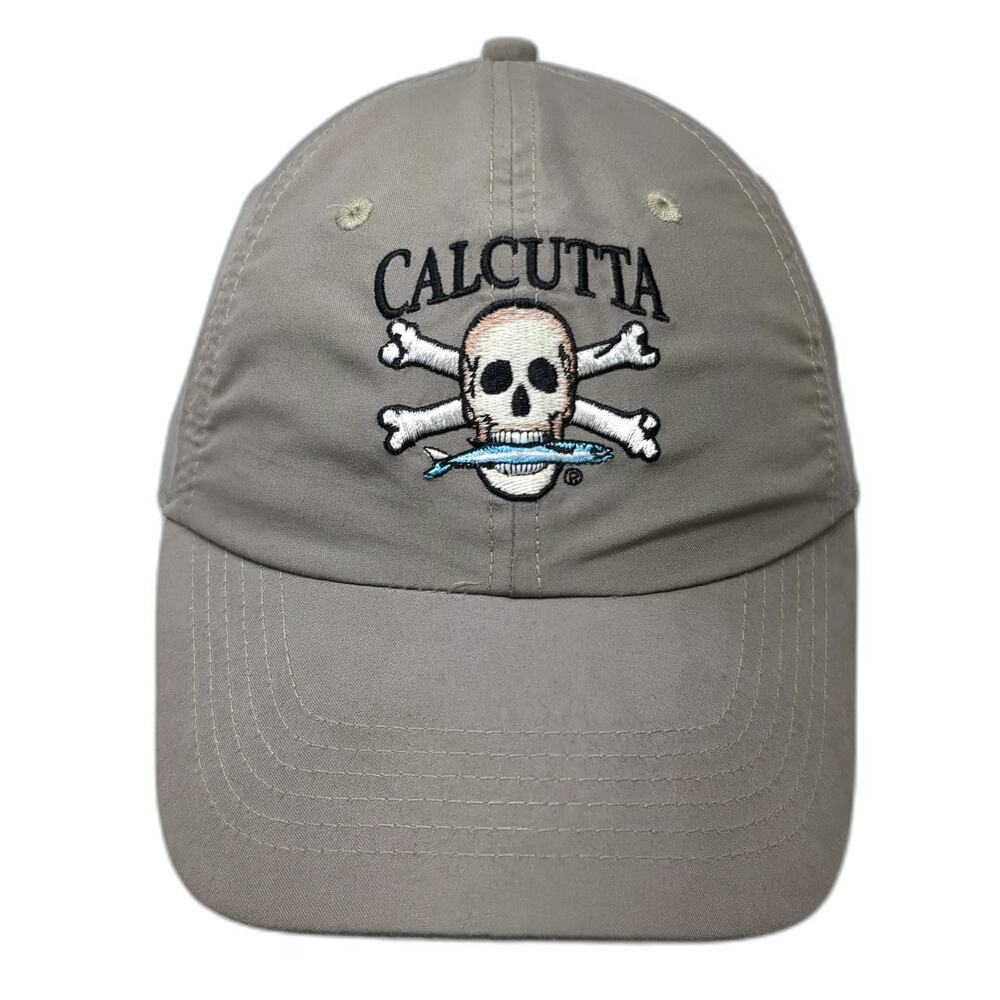 Calcutta Baseball Cap Brown One Size Skull Crossbones Fish Logo Strapback Hat